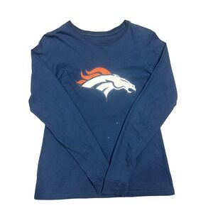 NFL Pro Line Denver Broncos Long Sleeve T-Shirt Navy Blue Mens Medium Cotton